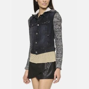 Free People- Women's Denim Jacket with Gray Sleeves- XS (Reposhed)